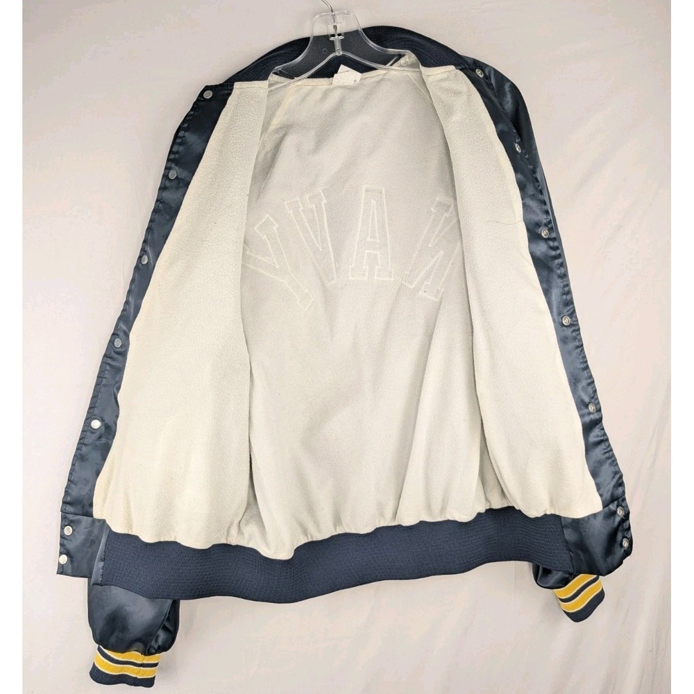 Soffe Jackets Varsity Bomber Jacket Mens Large Blue Satin Navy Military Vintage - Picture 5 of 8